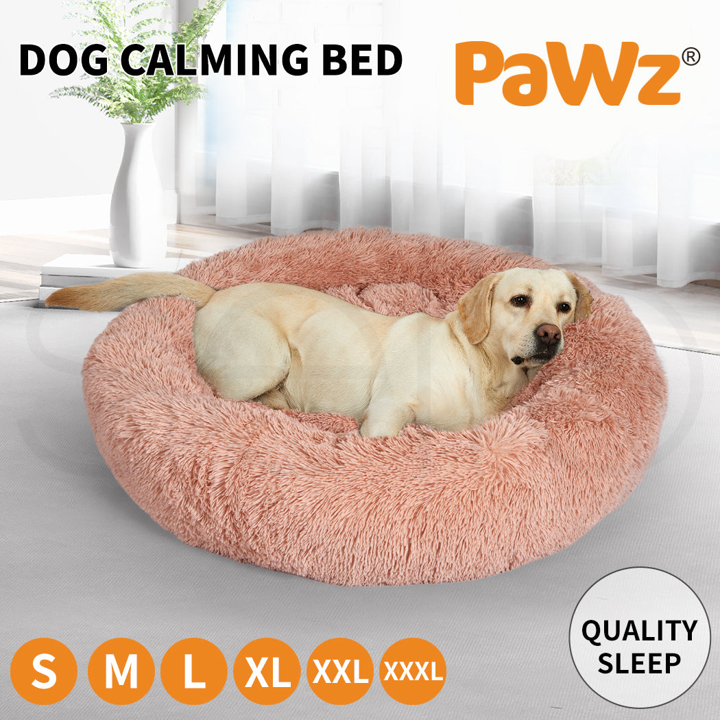 Pawz Plush Dog Calming Bed - Thick, Round, Washable, and Comfortable for Large Breeds
