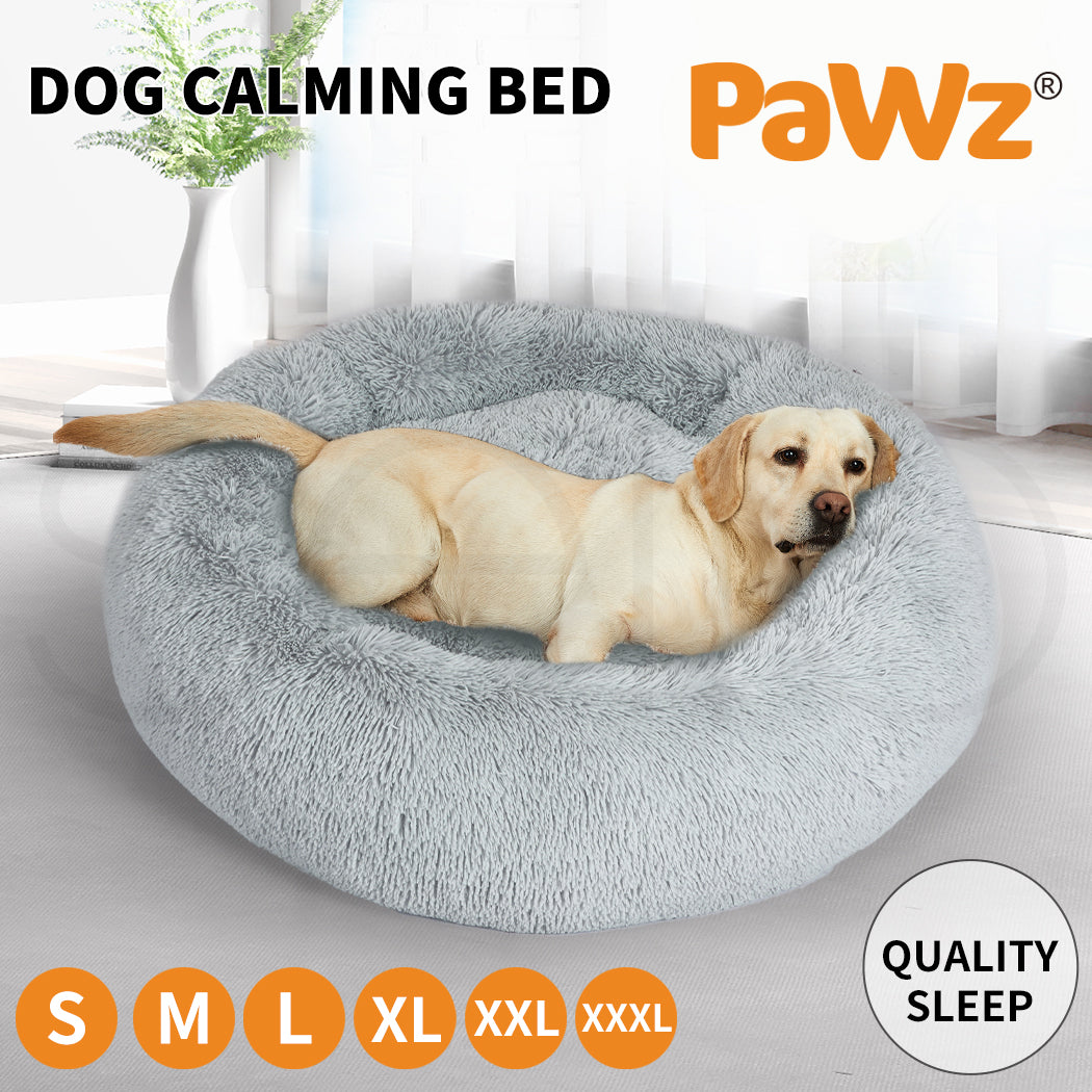 Pawz Plush Dog Calming Bed - Thick, Round, Washable, and Comfortable for Large Breeds