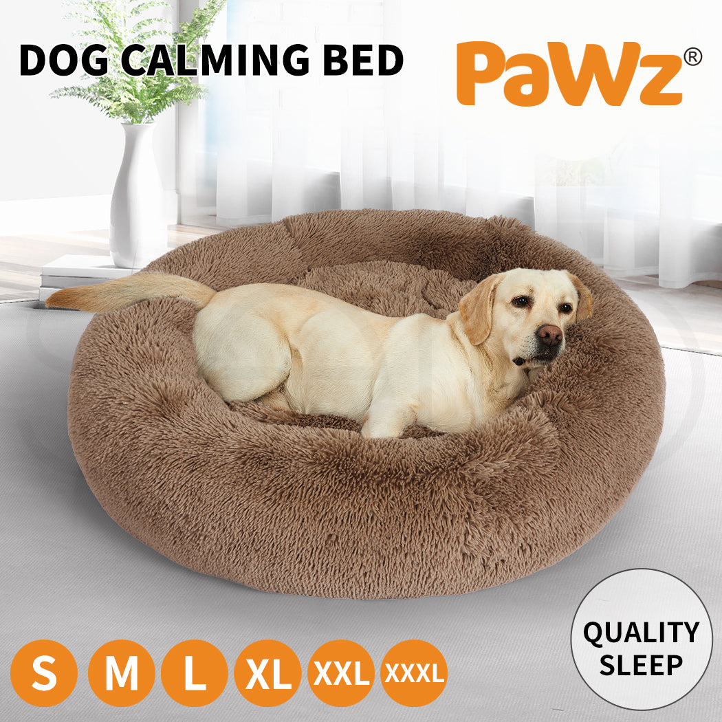 Pawz Plush Dog Calming Bed - Thick, Round, Washable, and Comfortable for Large Breeds