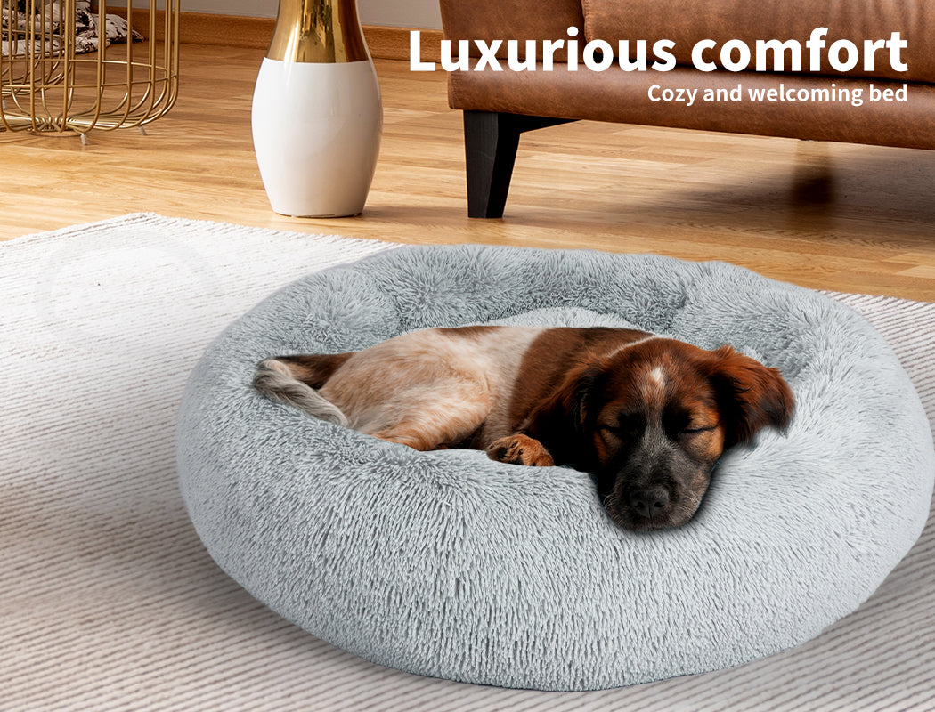 Pawz Plush Dog Calming Bed - Thick, Round, Washable, and Comfortable for Large Breeds