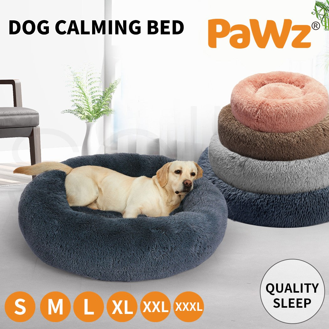 Pawz Plush Dog Calming Bed - Thick, Round, Washable, and Comfortable for Large Breeds