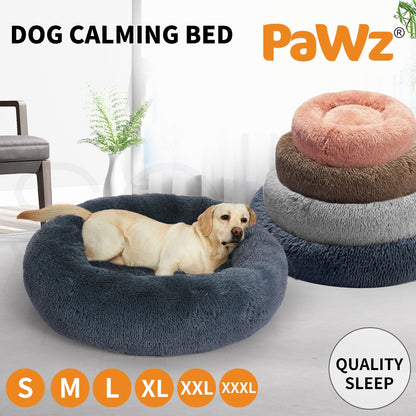 Pawz Plush Dog Calming Bed - Thick, Round, Washable, and Comfortable for Large Breeds