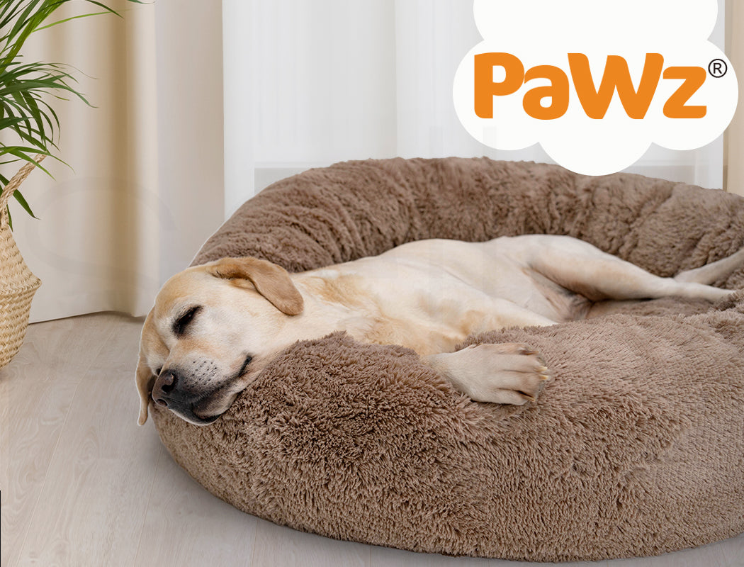 Pawz Plush Dog Calming Bed - Thick, Round, Washable, and Comfortable for Large Breeds