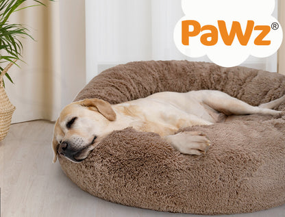 Pawz Plush Dog Calming Bed - Thick, Round, Washable, and Comfortable for Large Breeds