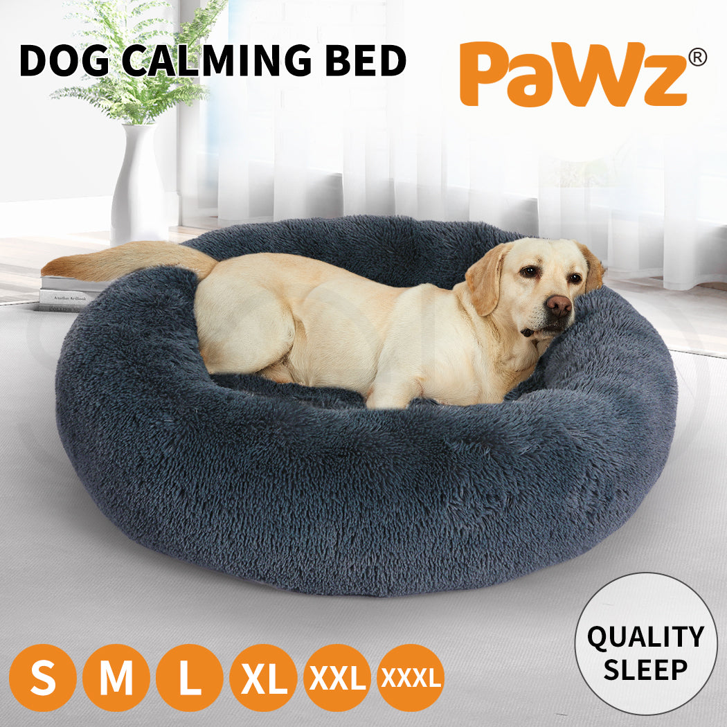 Pawz Plush Dog Calming Bed - Thick, Round, Washable, and Comfortable for Large Breeds
