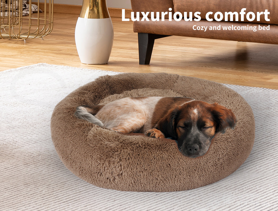 Pawz Plush Dog Calming Bed - Thick, Round, Washable, and Comfortable for Large Breeds