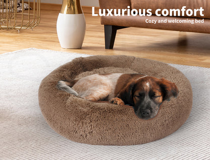 Pawz Plush Dog Calming Bed - Thick, Round, Washable, and Comfortable for Large Breeds