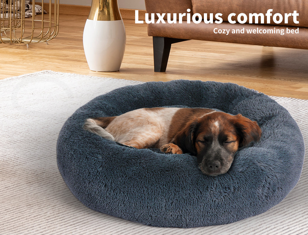 Pawz Plush Dog Calming Bed - Thick, Round, Washable, and Comfortable for Large Breeds