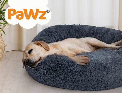 Pawz Plush Dog Calming Bed - Thick, Round, Washable, and Comfortable for Large Breeds